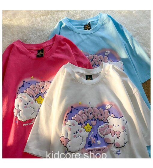 Harajuku Cartoon Bear Print Kidcore T-Shirt 9