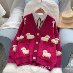 Kidcore Knitcoat V Neck Sheep Cardigan Sweater 8