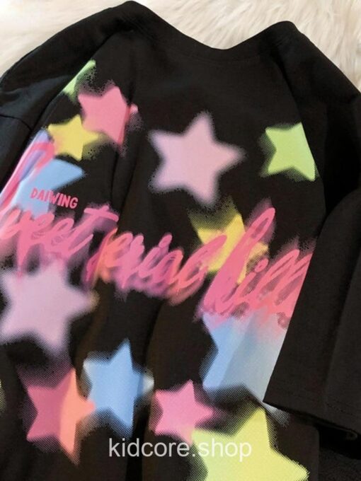 Stars Colorful Print Kidcore T-Shirt 3
