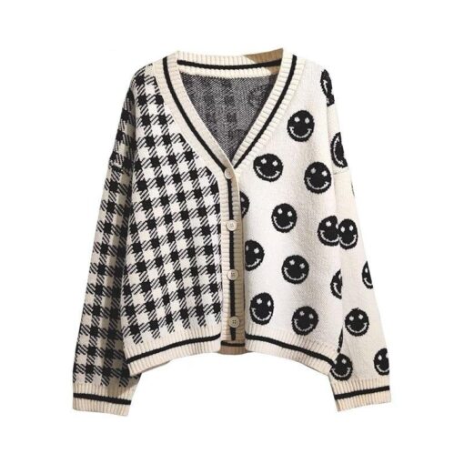 Kidcore Knitting Coat Loose Korean Style Cardigan Sweater