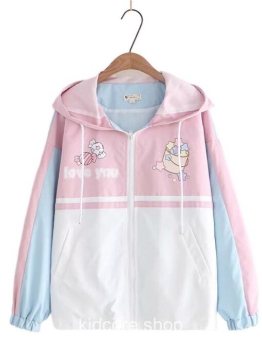 Blue Pink Star Candy Kidcore Jacket 1