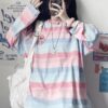 Striped Japanese Kawaii Rainbow Long Sleeve T-Shirt 4