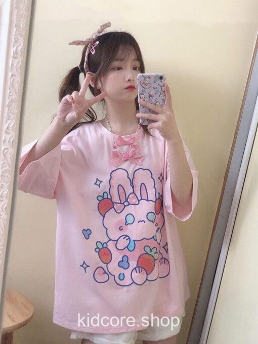 Kidcore Bunny Anime Kawaii Harajuku Cute Print T Shirt 5