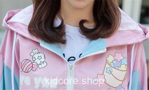 Blue Pink Star Candy Kidcore Jacket 11