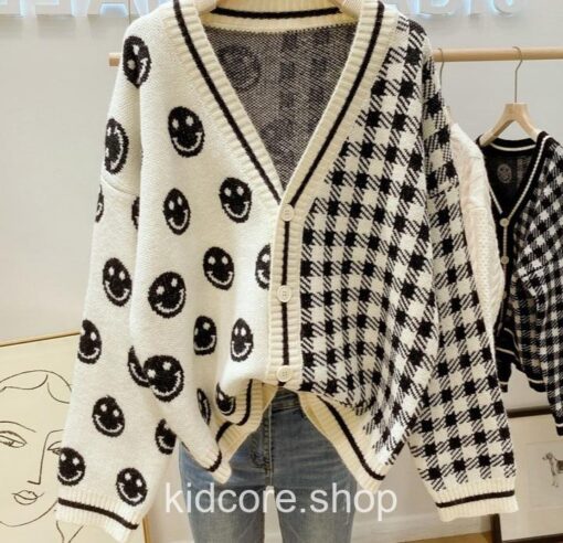 Kidcore Knitting Coat Loose Korean Style Cardigan Sweater 2