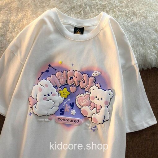 Harajuku Cartoon Bear Print Kidcore T-Shirt 8
