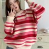 Retro Casual Stripe Knitted Kidcore Sweater 9