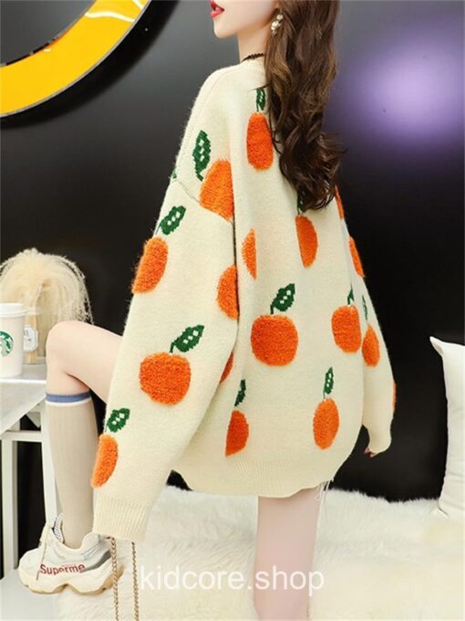 Cute Orange Apple Fruit Kidcore Sweater 2