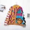 Monkey Cartoon Embroidery Knitted Sweater Kidcore Zipper Cardigan 9