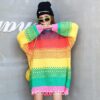Kidcore Coloful Striped Knitwear Warm Rainbow Sweater 5