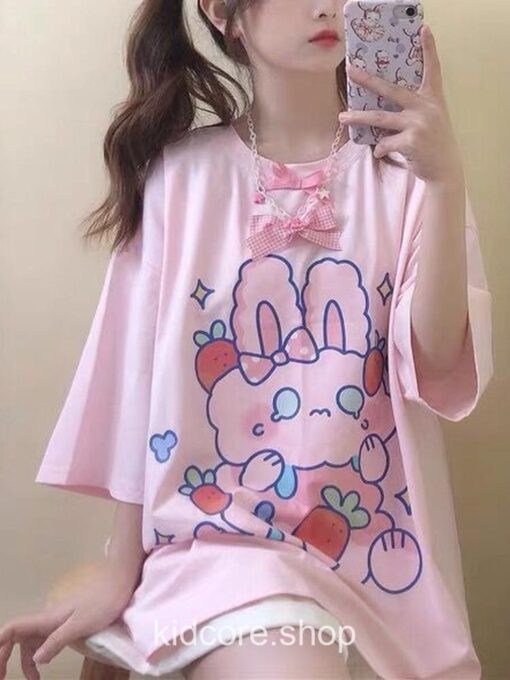 Kidcore Bunny Anime Kawaii Harajuku Cute Print T Shirt 1