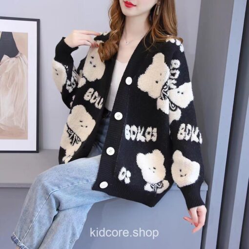 Chic Harajuku Knitted Bear Cardigan Sweater 10