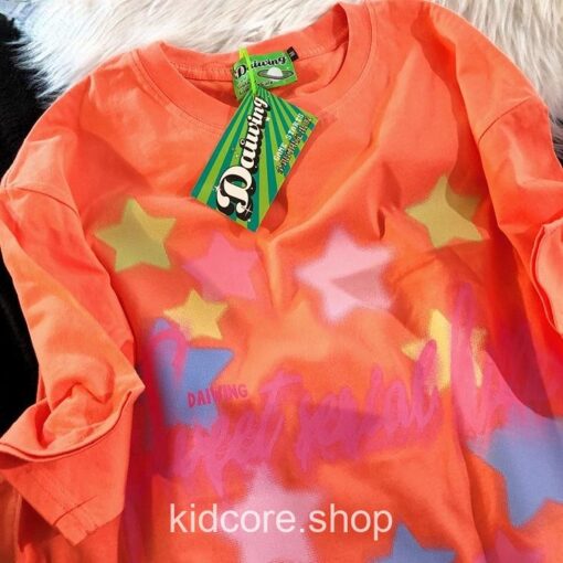 Stars Colorful Print Kidcore T-Shirt 14