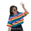 Rainbow Striped Harajuku Kidcore Tshirt 6