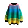 Kidcore Coloful Striped Knitwear Warm Rainbow Sweater 3