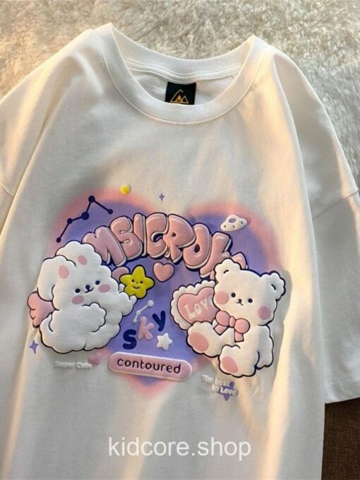 Harajuku Cartoon Bear Print Kidcore T-Shirt 3